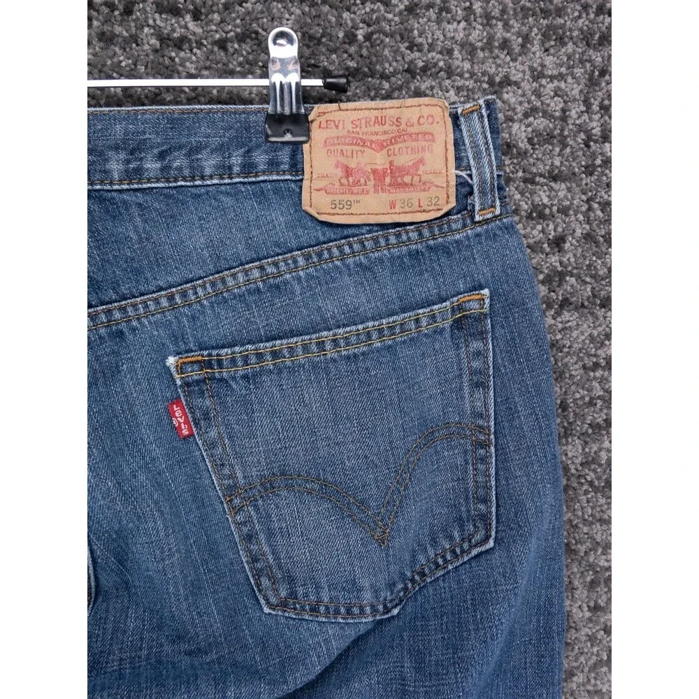 Levis 559 Jeans Mens 36x32 Actual 35x30 Blue Relaxed Straight 100% Cotton Denim